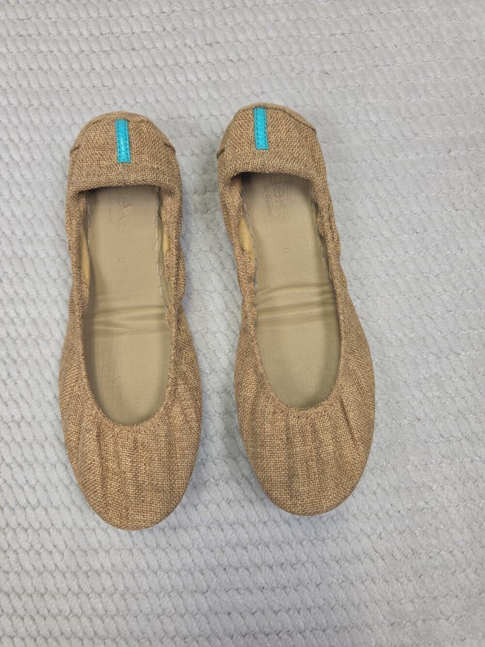 Tieks by Gavrieli Womens Size 8 Brentwood Natural Vegan Fabric Ballet Flats